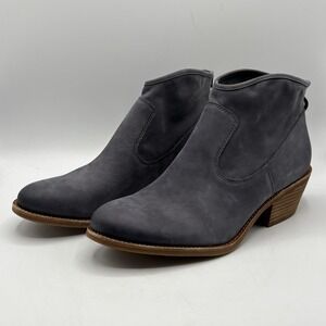 Sofft Aisley SF0035897 Gray Leather Back Zip Ankle Boots Stacked Heel Womens 11M